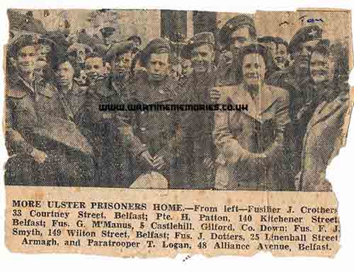 Belfast Newspaper of T Logan Paratrooper coming home